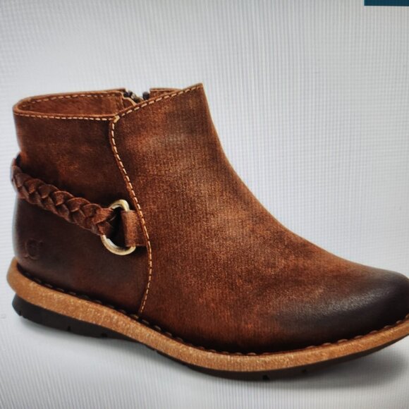 Born Leather " Toya" Brown Booties. NIB. Size EU 43/US 11 - Picture 1 of 13